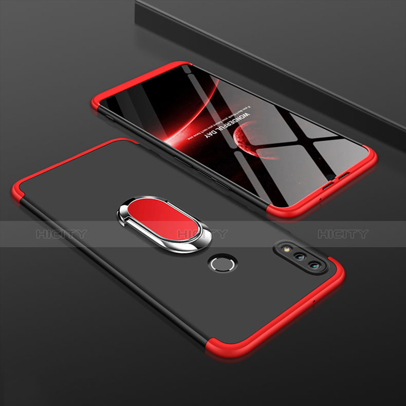 Funda Dura Plastico Rigida Mate Frontal y Trasera 360 Grados con Magnetico Anillo de dedo Soporte para Huawei Enjoy 9 Plus Rojo y Negro