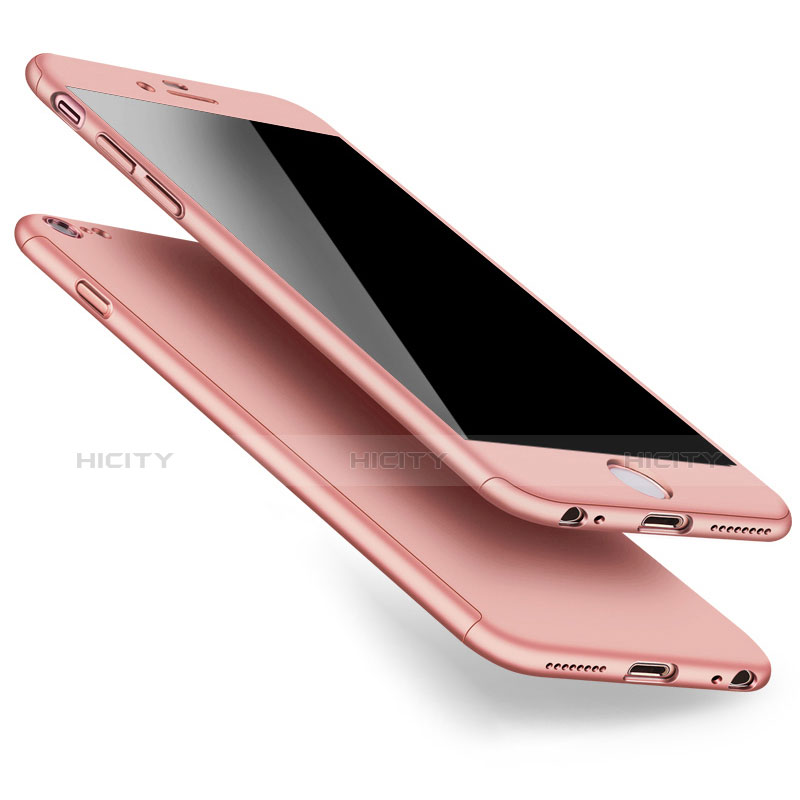 Funda Dura Plastico Rigida Mate Frontal y Trasera 360 Grados para Apple iPhone 6 Plus Oro Rosa