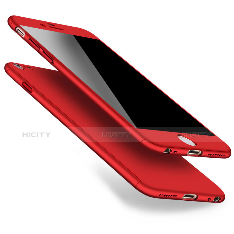 Funda Dura Plastico Rigida Mate Frontal y Trasera 360 Grados para Apple iPhone 6 Plus Rojo