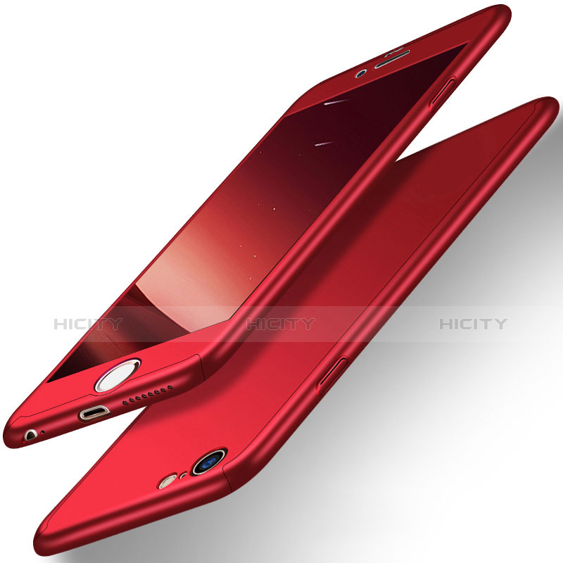 Funda Dura Plastico Rigida Mate Frontal y Trasera 360 Grados para Apple iPhone 6S Plus Rojo