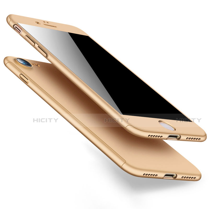 Funda Dura Plastico Rigida Mate Frontal y Trasera 360 Grados para Apple iPhone SE3 ((2022)) Oro