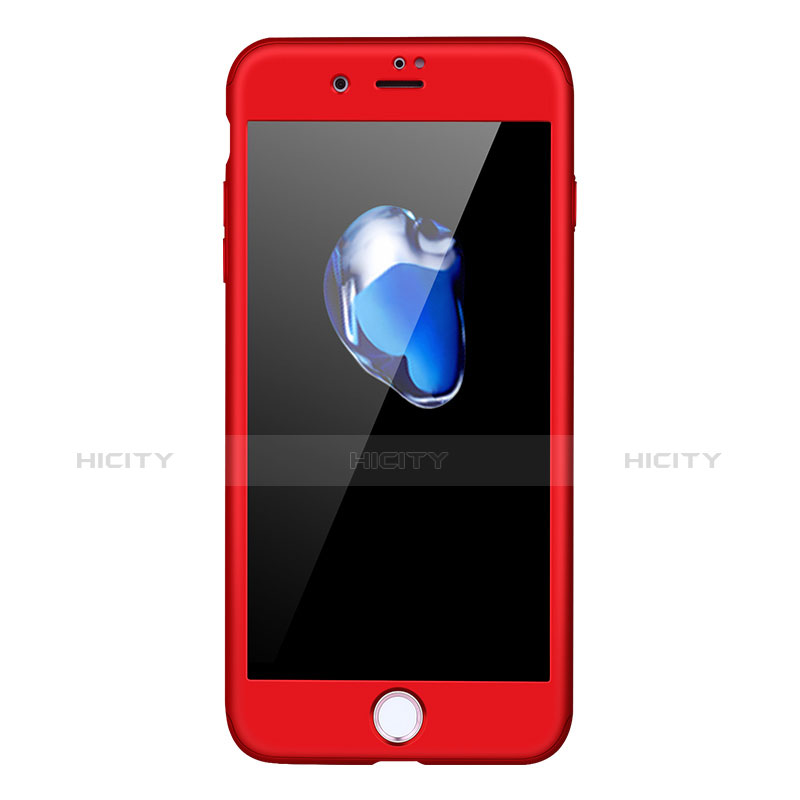 Funda Dura Plastico Rigida Mate Frontal y Trasera 360 Grados Q01 para Apple iPhone 7 Plus Rojo