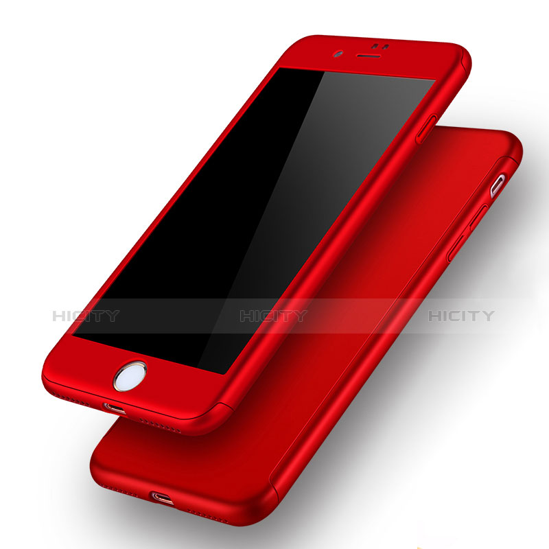 Funda Dura Plastico Rigida Mate Frontal y Trasera 360 Grados Q01 para Apple iPhone 7 Plus Rojo