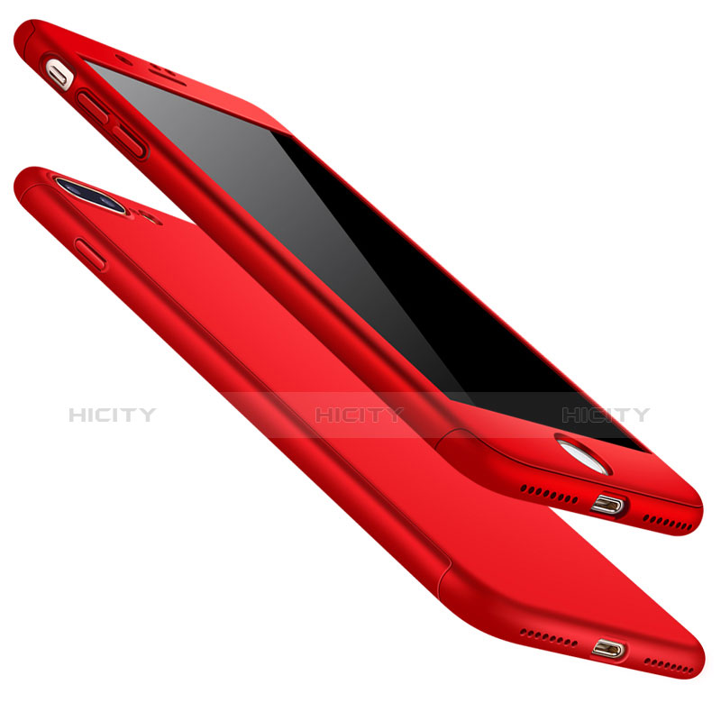 Funda Dura Plastico Rigida Mate Frontal y Trasera 360 Grados Q01 para Apple iPhone 7 Plus Rojo