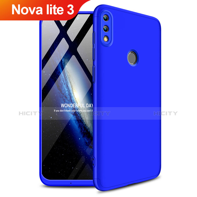 Funda Dura Plastico Rigida Mate Frontal y Trasera 360 Grados Q01 para Huawei Nova Lite 3 Azul