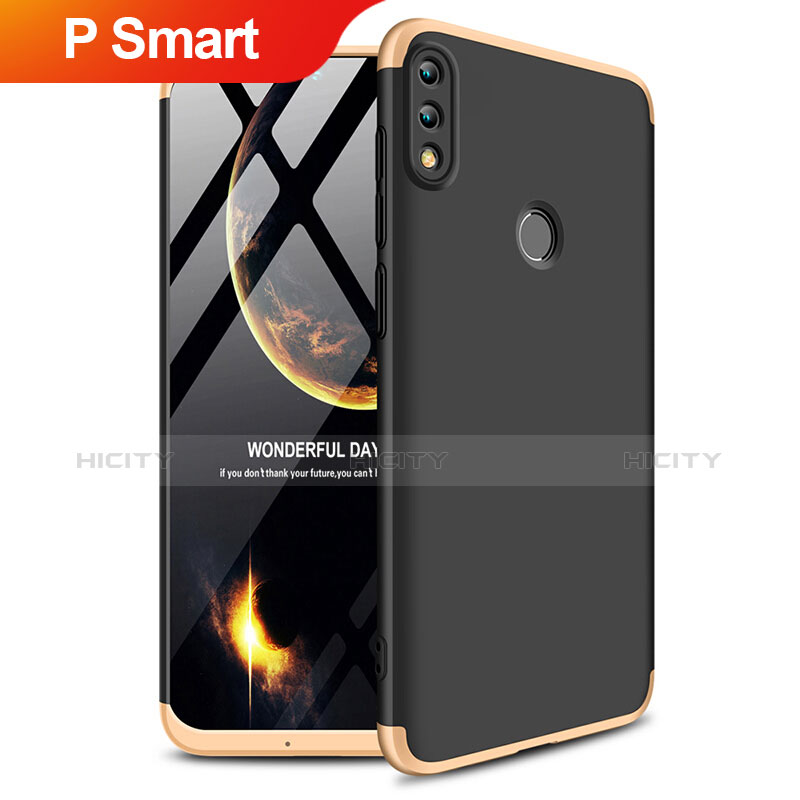 Funda Dura Plastico Rigida Mate Frontal y Trasera 360 Grados Q01 para Huawei P Smart (2019) Oro y Negro