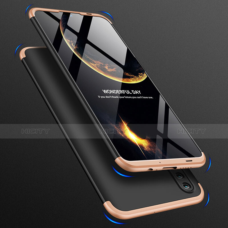 Funda Dura Plastico Rigida Mate Frontal y Trasera 360 Grados Q01 para Huawei P Smart (2019) Oro y Negro