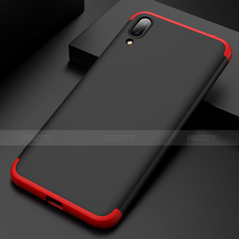 Funda Dura Plastico Rigida Mate Frontal y Trasera 360 Grados Q01 para Huawei Y7 Prime (2019) Rojo y Negro