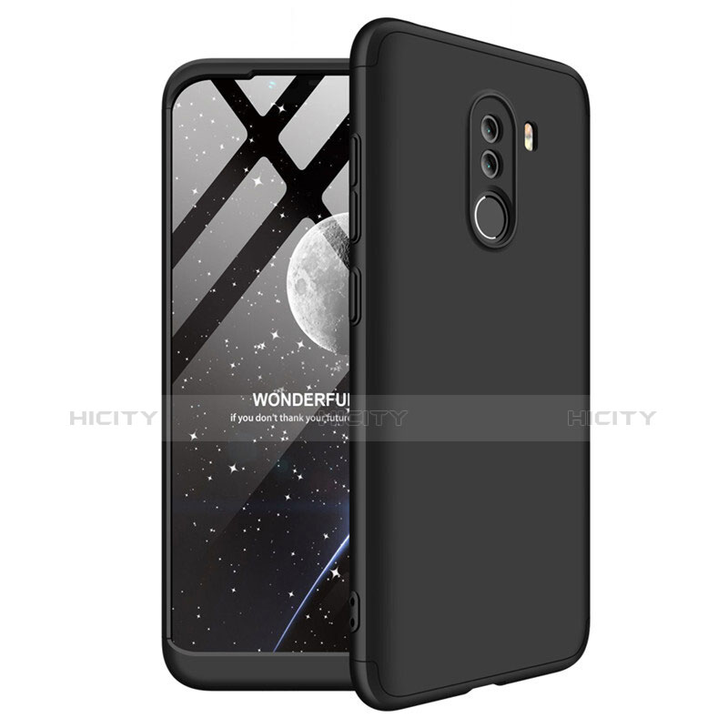 Funda Dura Plastico Rigida Mate Frontal y Trasera 360 Grados Q02 para Xiaomi Pocophone F1 Negro