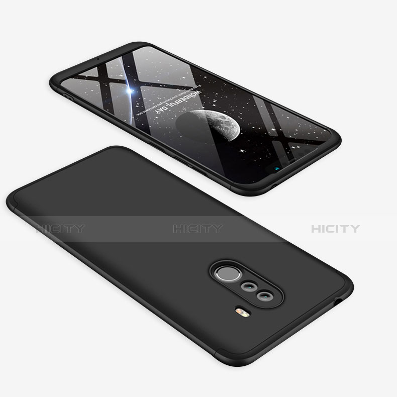 Funda Dura Plastico Rigida Mate Frontal y Trasera 360 Grados Q02 para Xiaomi Pocophone F1 Negro