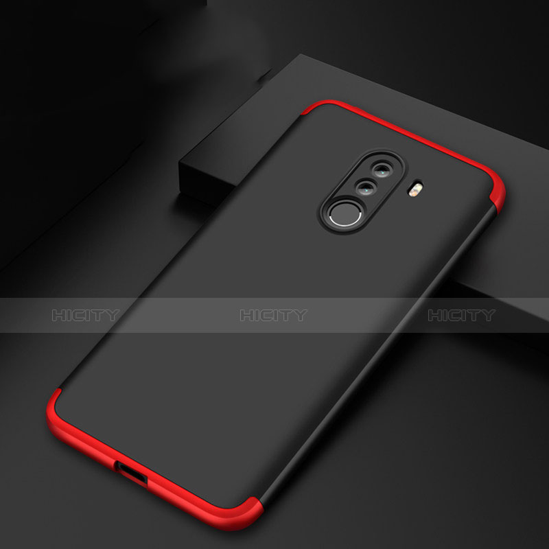 Funda Dura Plastico Rigida Mate Frontal y Trasera 360 Grados Q03 para Xiaomi Pocophone F1 Rojo y Negro