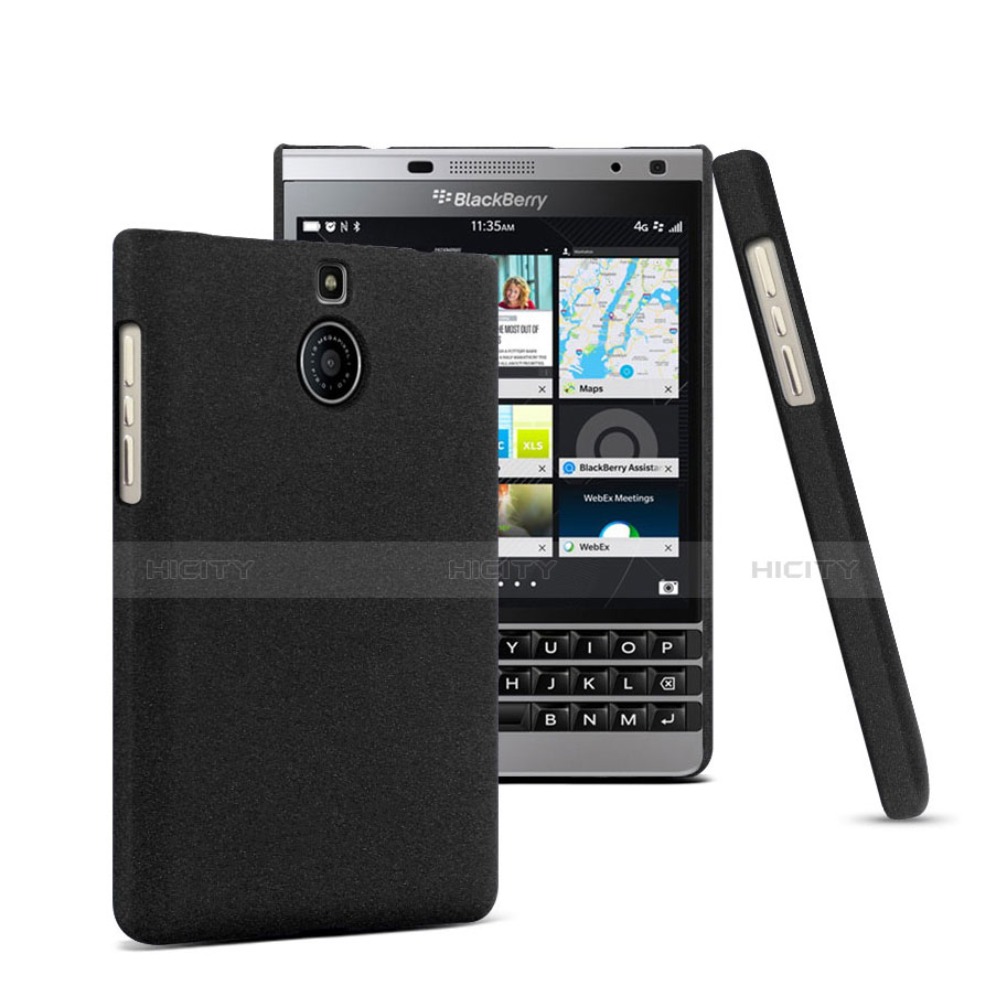 Funda Dura Plastico Rigida Mate para Blackberry Passport Silver Edition Negro