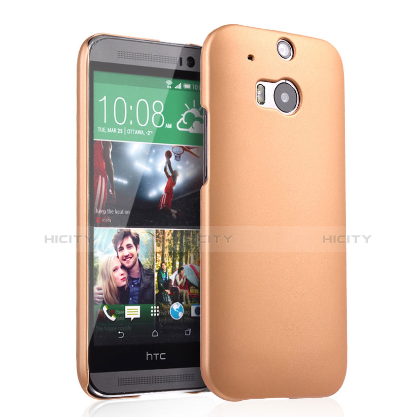 Funda Dura Plastico Rigida Mate para HTC One M8 Oro