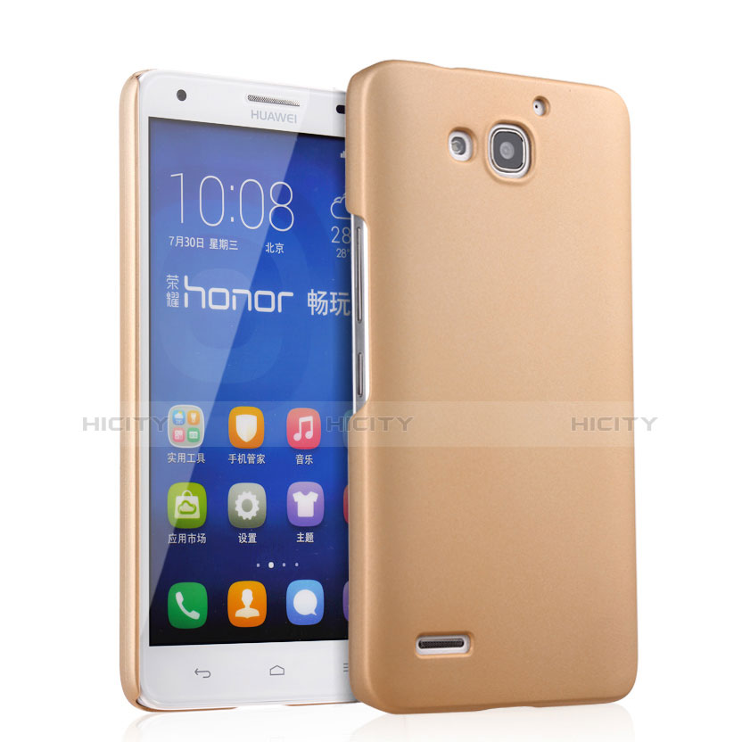 Funda Dura Plastico Rigida Mate para Huawei Honor 3X G750 Oro