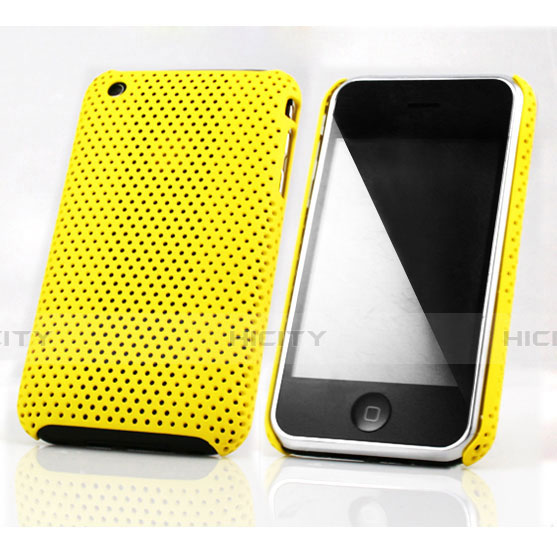 Funda Dura Plastico Rigida Perforada para Apple iPhone 3G 3GS Amarillo