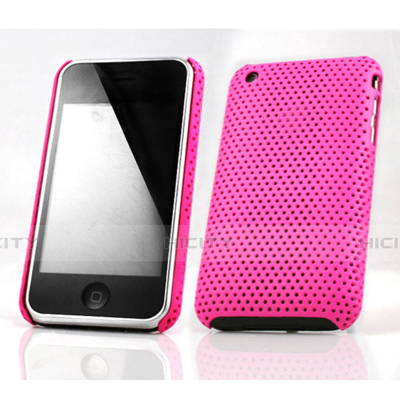 Funda Dura Plastico Rigida Perforada para Apple iPhone 3G 3GS Rosa Roja