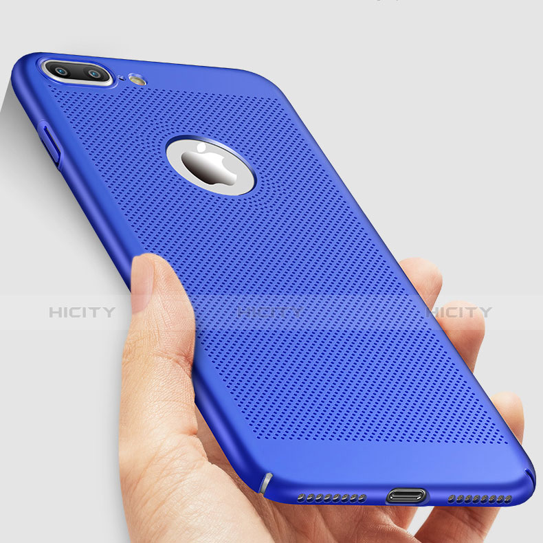 Funda Dura Plastico Rigida Perforada para Apple iPhone 7 Plus Azul