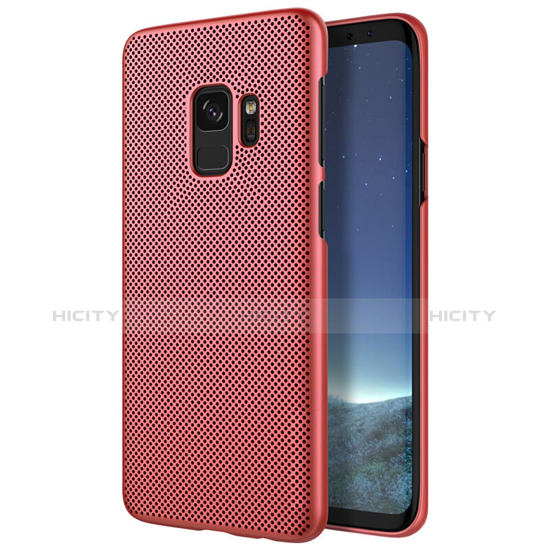 Funda Dura Plastico Rigida Perforada para Samsung Galaxy S9 Rojo