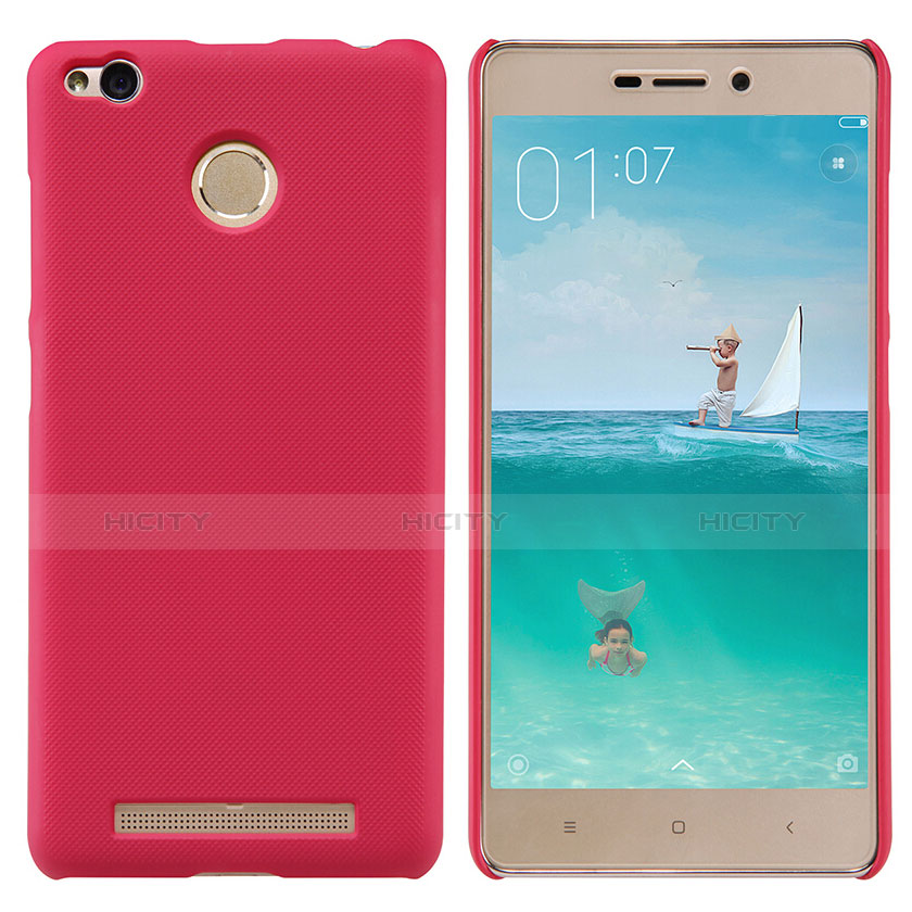 Funda Dura Plastico Rigida Perforada para Xiaomi Redmi 3 High Edition Rojo