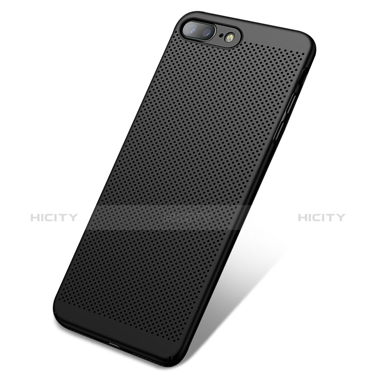 Funda Dura Plastico Rigida Perforada W01 para Apple iPhone 7 Plus Negro