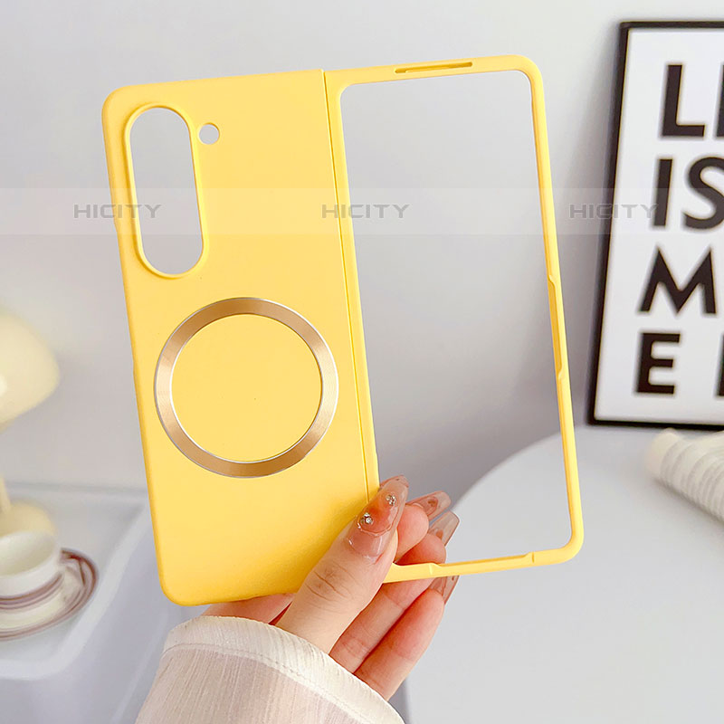 Funda Dura Plastico Rigida Sin Marco Carcasa Mate con Mag-Safe Magnetic BH1 para Samsung Galaxy Z Fold5 5G Amarillo