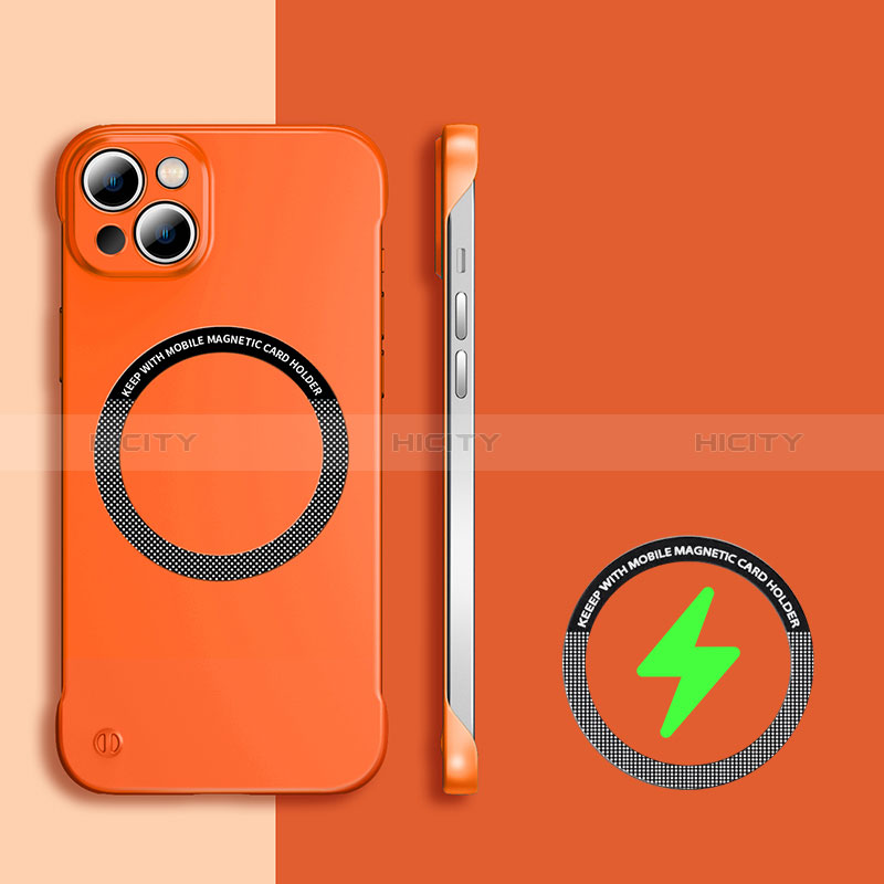 Funda Dura Plastico Rigida Sin Marco Carcasa Mate con Mag-Safe Magnetic para Apple iPhone 15 Naranja