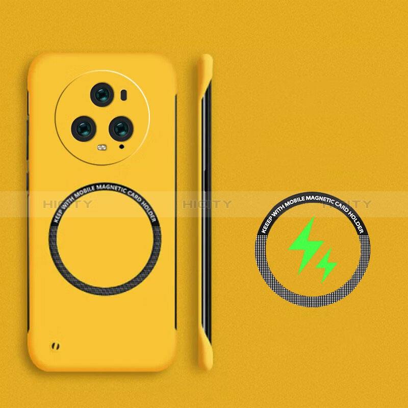 Funda Dura Plastico Rigida Sin Marco Carcasa Mate con Mag-Safe Magnetic para Huawei Honor Magic5 Pro 5G Amarillo