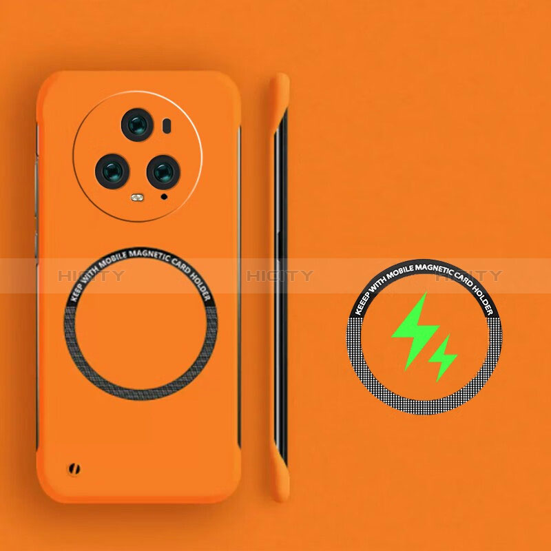 Funda Dura Plastico Rigida Sin Marco Carcasa Mate con Mag-Safe Magnetic para Huawei Honor Magic5 Pro 5G Naranja