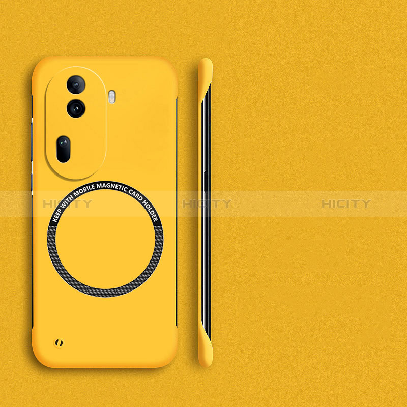 Funda Dura Plastico Rigida Sin Marco Carcasa Mate con Mag-Safe Magnetic para Oppo Reno11 Pro 5G Amarillo