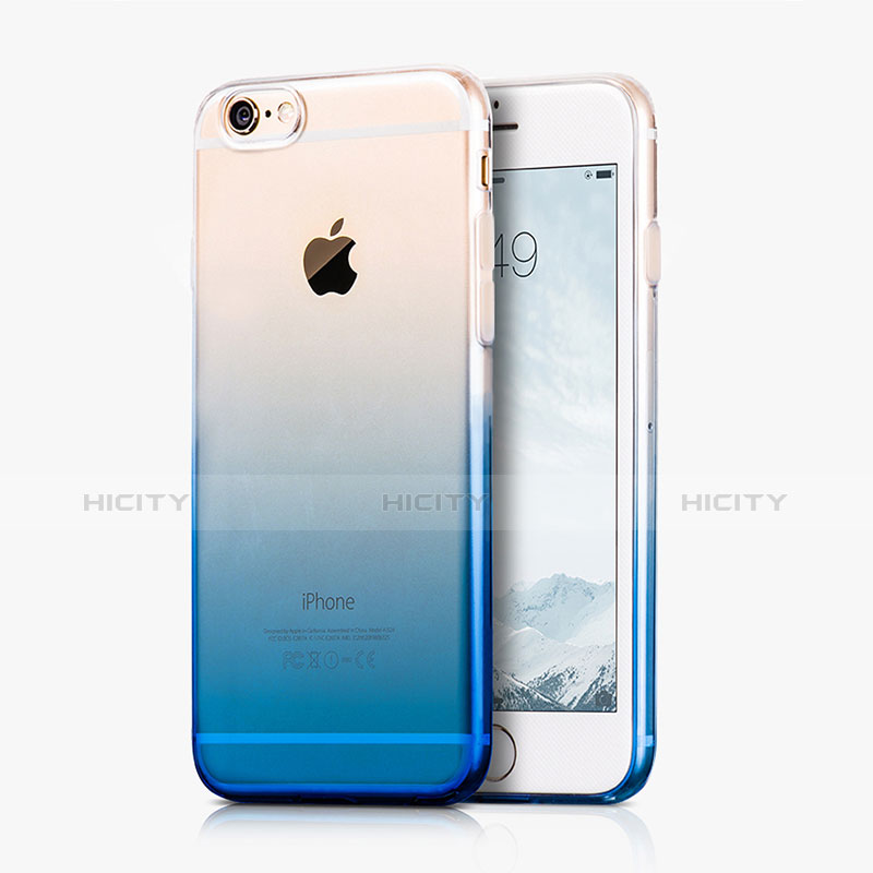 Funda Dura Plastico Rigida Transparente Gradient para Apple iPhone 6S Azul