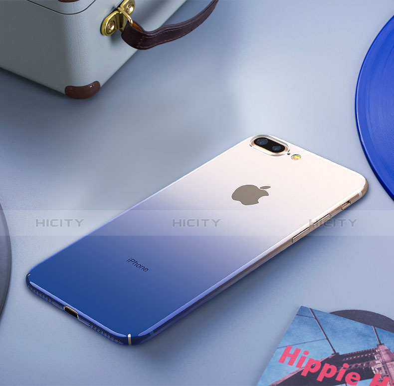 Funda Dura Plastico Rigida Transparente Gradient para Apple iPhone 7 Plus Azul