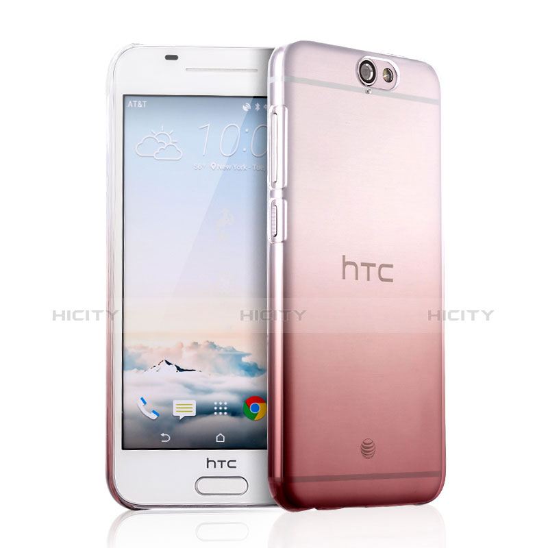 Funda Dura Plastico Rigida Transparente Gradient para HTC One A9 Rosa