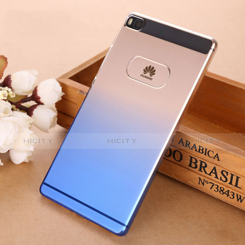 Funda Dura Plastico Rigida Transparente Gradient para Huawei P8 Azul