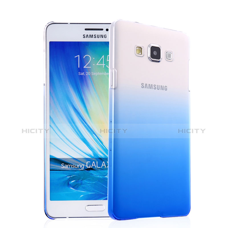 Funda Dura Plastico Rigida Transparente Gradient para Samsung Galaxy A7 Duos SM-A700F A700FD Azul