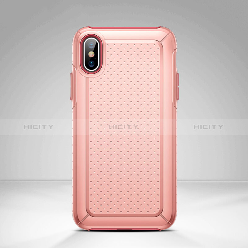 Funda Dura Plastico y Silicona Perforada para Apple iPhone Xs Max Rosa