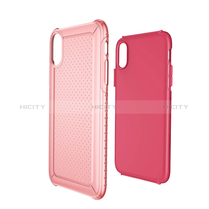 Funda Dura Plastico y Silicona Perforada para Apple iPhone Xs Max Rosa