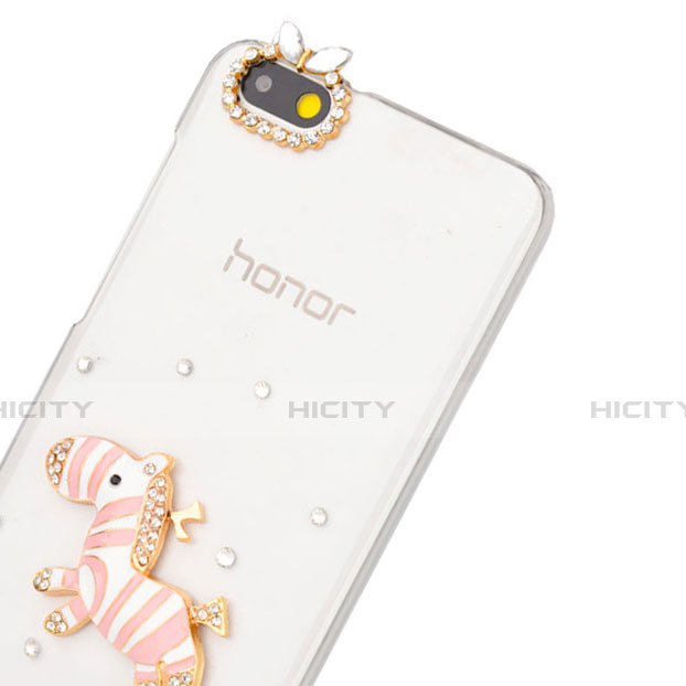 Funda Dura Rigida Lujo Diamante Brillante Cebra para Huawei Honor 4X Rosa