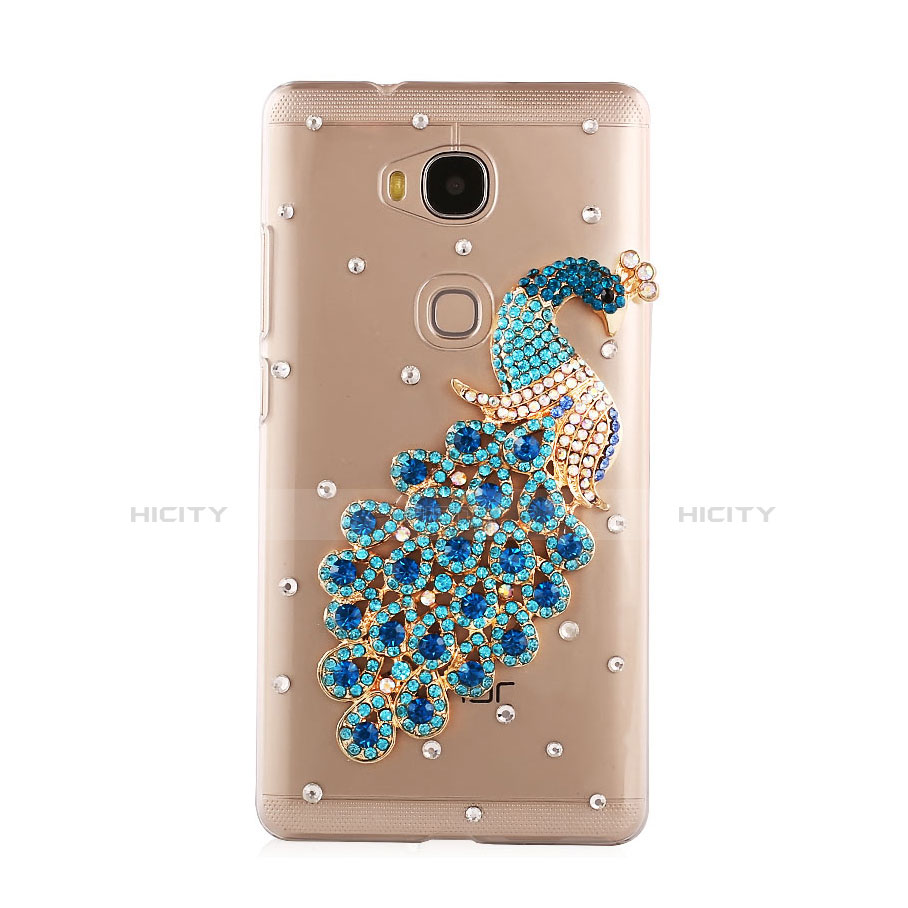 Funda Dura Rigida Lujo Diamante Brillante Pavo real para Huawei Honor Play 5X Azul