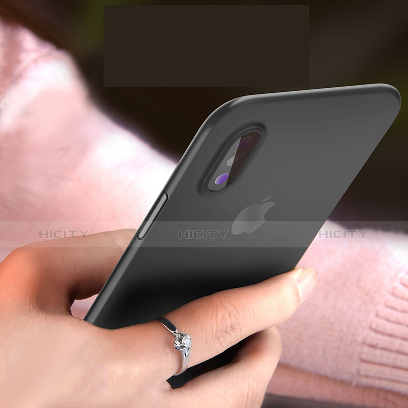 Funda Dura Ultrafina Transparente Mate para Apple iPhone Xs Negro