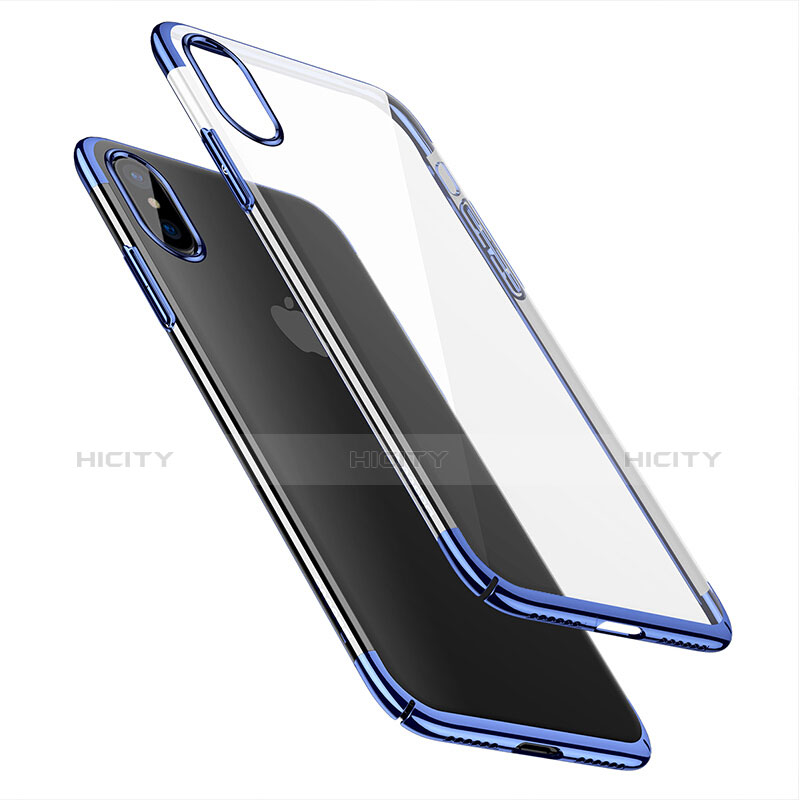 Funda Dura Ultrafina Transparente para Apple iPhone Xs Azul