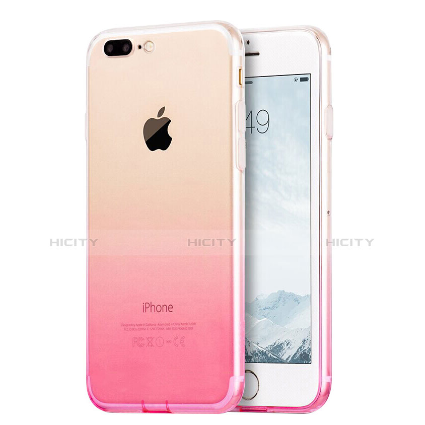 Funda Gel Ultrafina Transparente Gradiente G01 para Apple iPhone 7 Plus Rosa