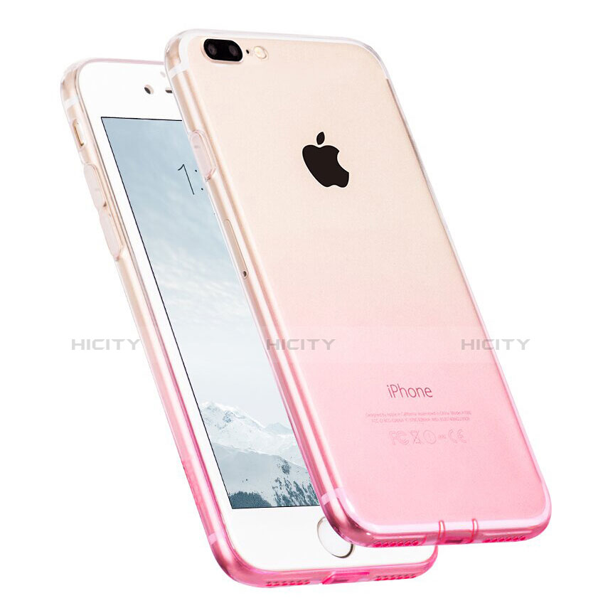 Funda Gel Ultrafina Transparente Gradiente G01 para Apple iPhone 7 Plus Rosa