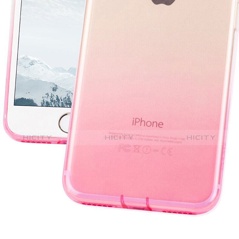 Funda Gel Ultrafina Transparente Gradiente G01 para Apple iPhone 7 Plus Rosa