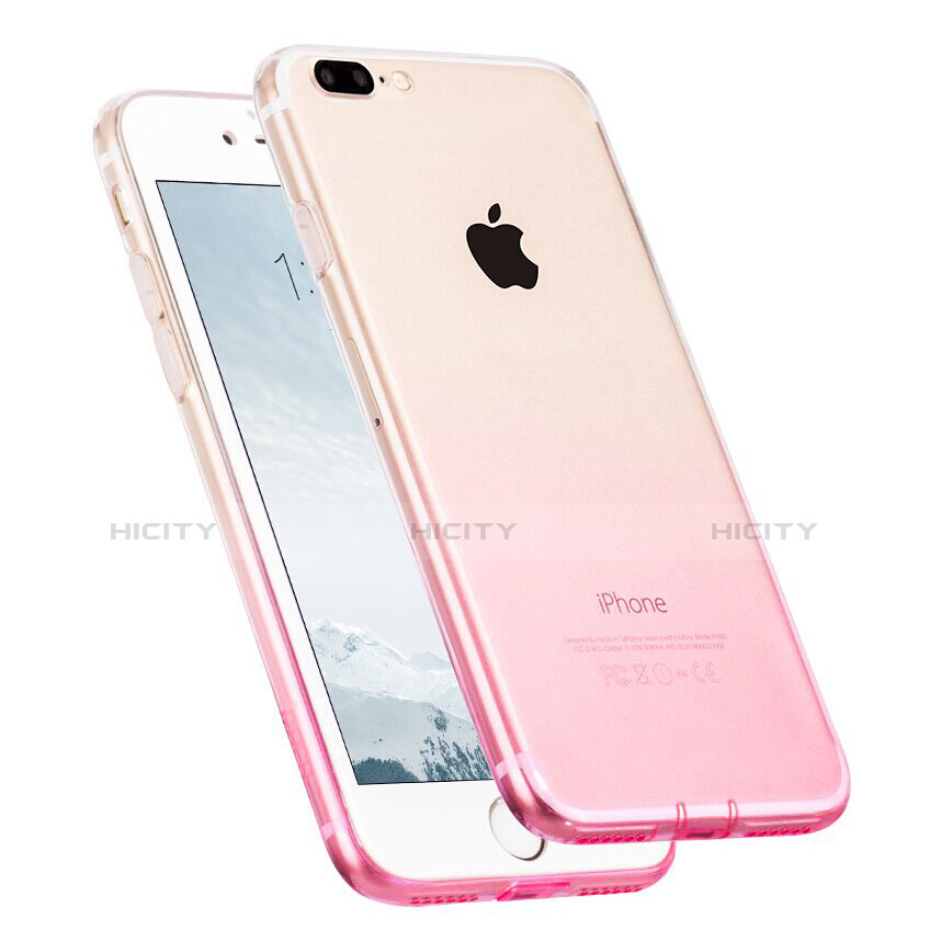 Funda Gel Ultrafina Transparente Gradiente G01 para Apple iPhone 8 Plus Rosa