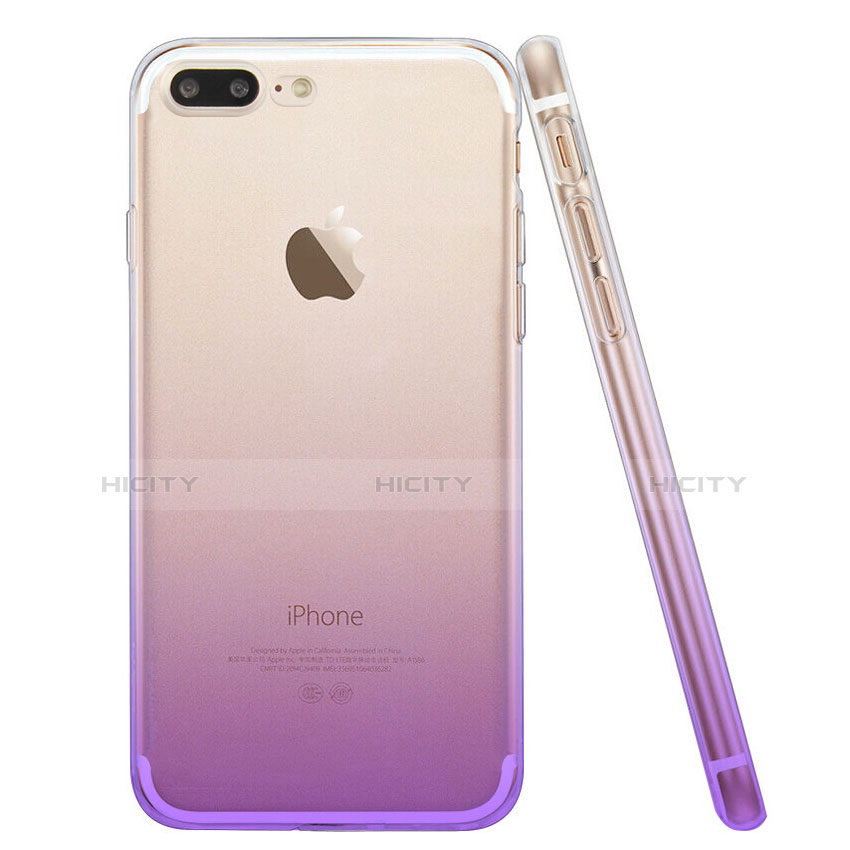 Funda Gel Ultrafina Transparente Gradiente para Apple iPhone 7 Plus Morado