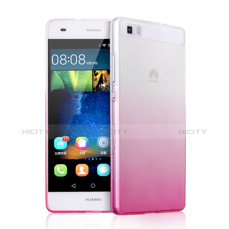 Funda Gel Ultrafina Transparente Gradiente para Huawei P8 Lite Rosa