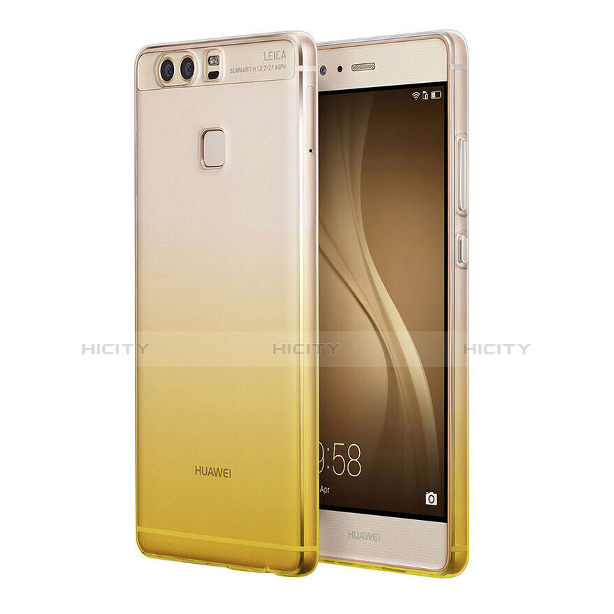 Funda Gel Ultrafina Transparente Gradiente para Huawei P9 Plus Amarillo