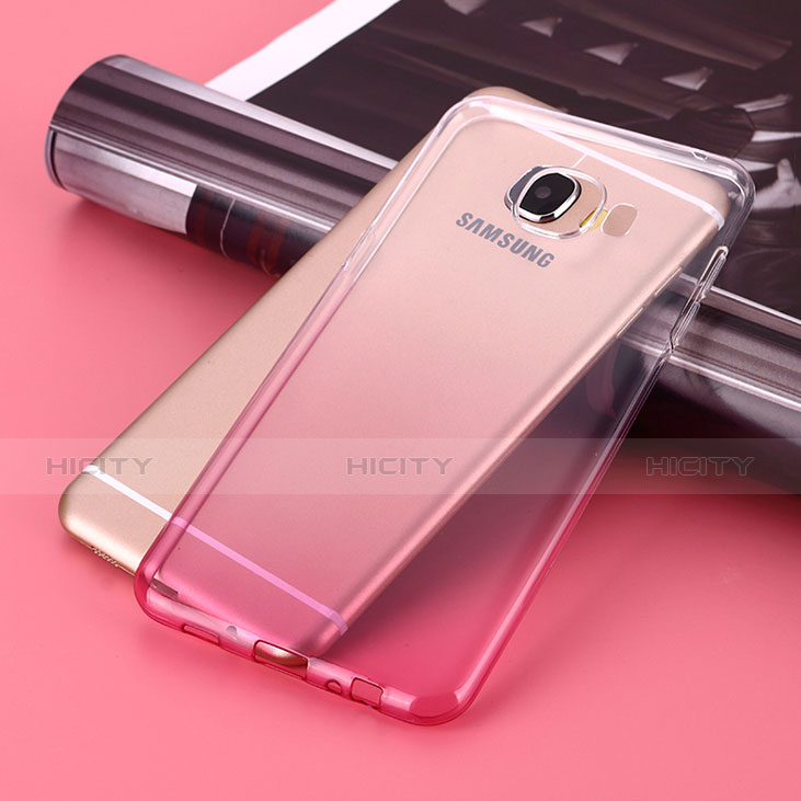 Funda Gel Ultrafina Transparente Gradiente para Samsung Galaxy C9 Pro C9000 Rosa