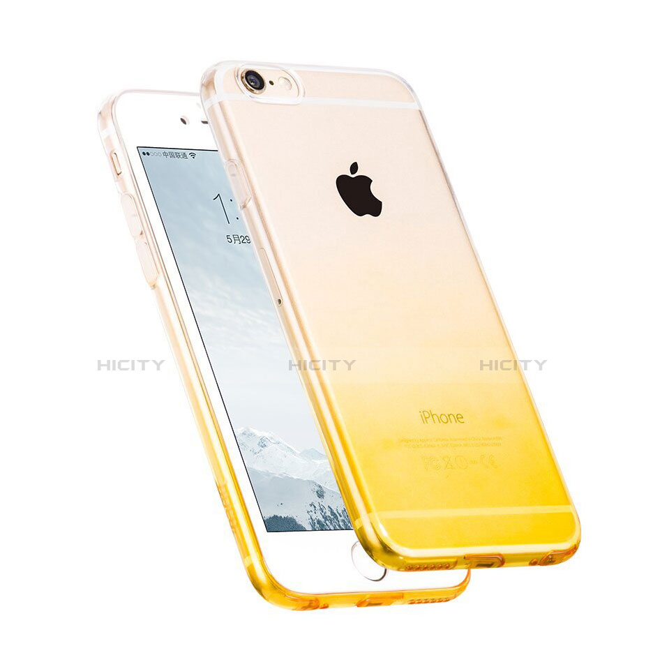 Funda Gel Ultrafina Transparente Gradiente Z01 para Apple iPhone 6 Amarillo