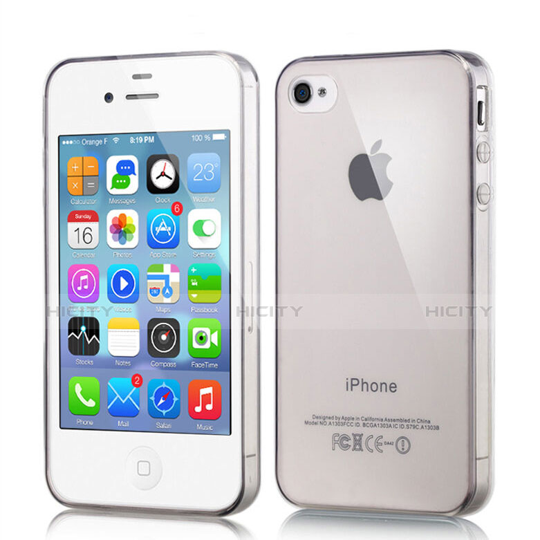 Funda Gel Ultrafina Transparente para Apple iPhone 4 Gris